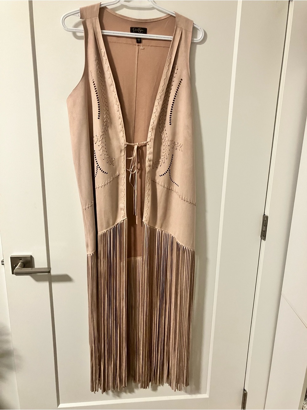Jessica Simpson Fringe Suede Vest- Blush